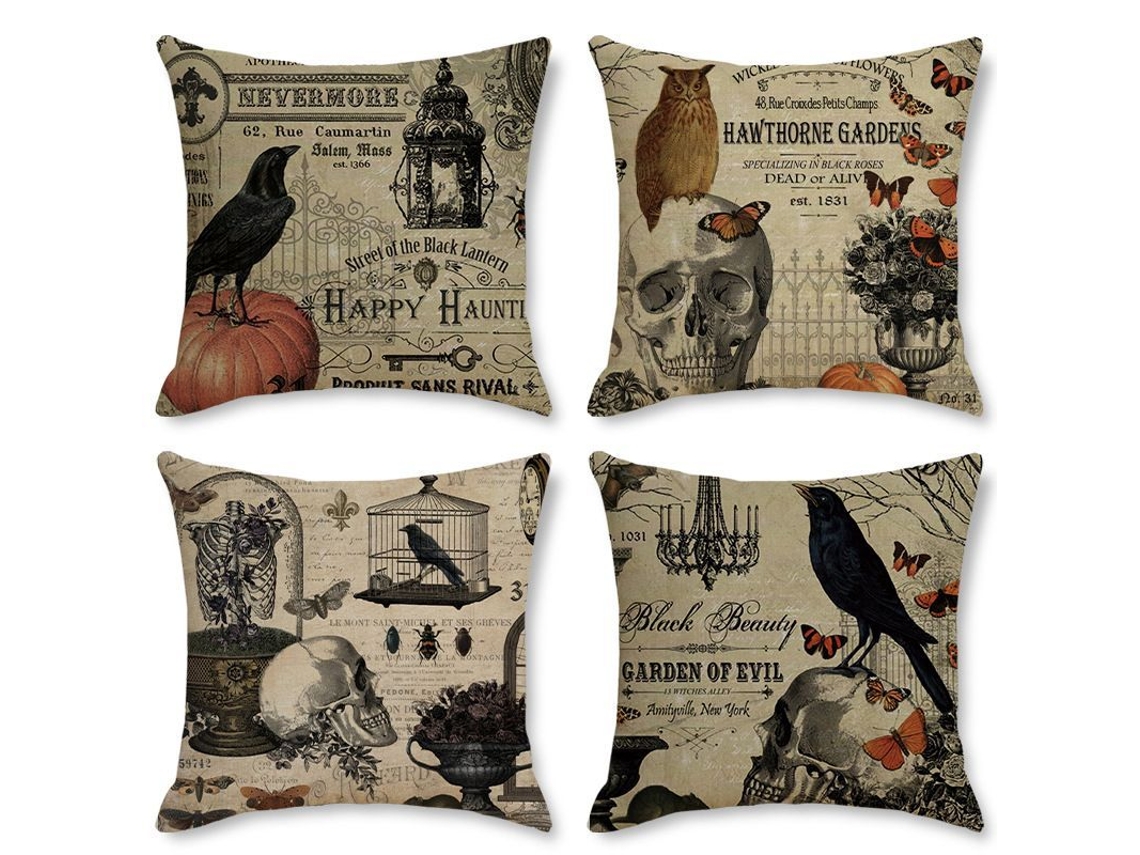 Capas de Travesseiro de Linho de Algodão Halloween 45x45cm Nsb S/MARCA
