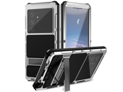 Capa Resistente Com Suporte Para Samsung S24 Ultra - Prateada