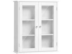 Armário de Bambu para Vaso Sanitário, Gabinete Alto, 2 Portas, 1 Prateleira, 62x33x80 Cm, Natural S/MARCA