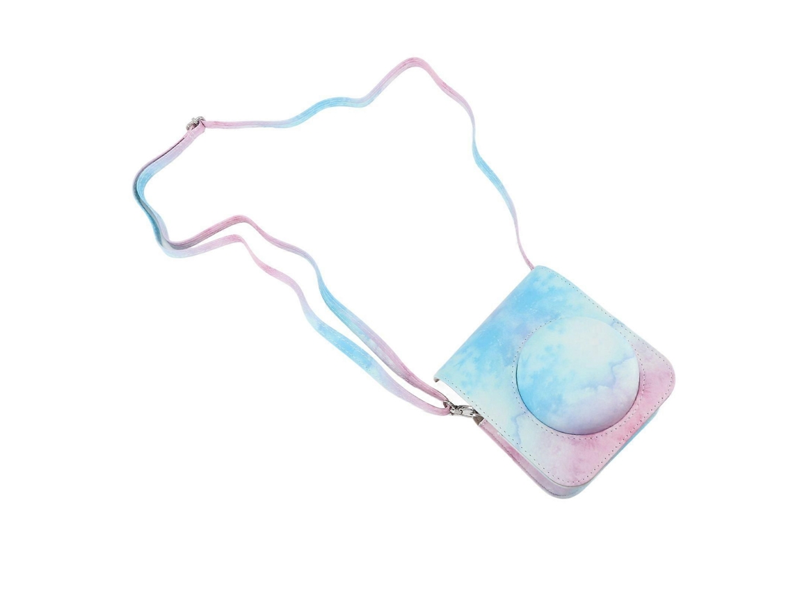 Bolsa Protetora Para Mini Câmera Instantânea, Estojo Em Pu Com Alça De Ombro Ajustável, Compatível Com A Câmera Fujifilm Instax Mini 12, Azul E Rosa.