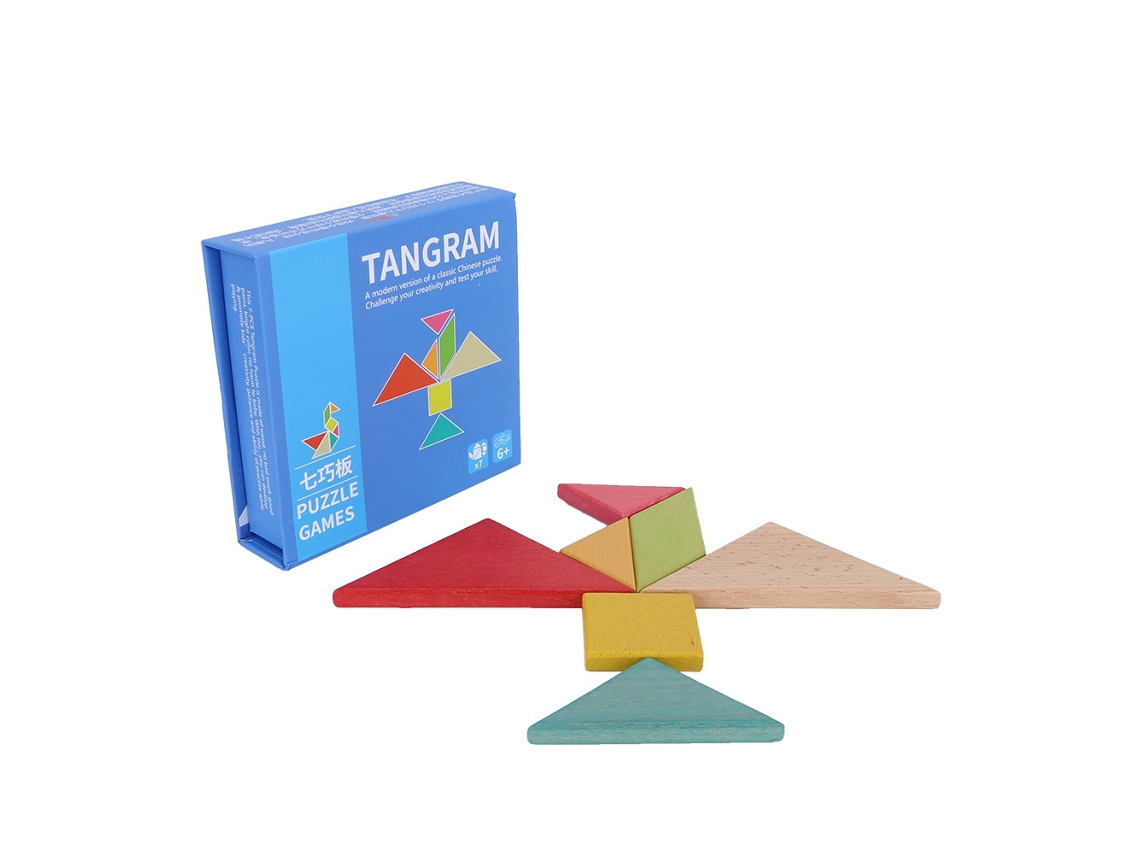 Ats puzzle de Madera Tangram Geométrico Con Libro de Fotos Bloques de Construcción Juguete Educativo para Niños