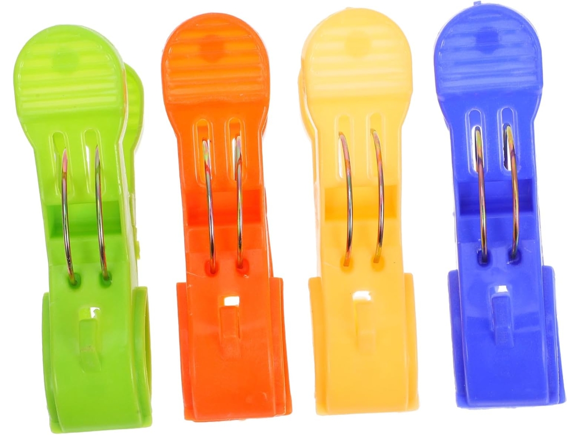 Conjunto De 4 Prendedores Plástico Multifuncionais E Coloridos, Seguros E Fáceis De Encontrar, Ideais Para Toalhas De
