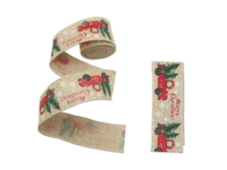 Fita de Natal para árvores, 5m, 5cm, decoração festiva de linho imitação LAXISCREED
