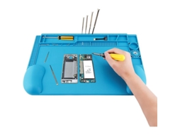 Tapete De Soldadura Antiestático Com Protetor De Punho Magnético 45x30cm Silicone Resistente Ao Calor 500℃ Para Reparação Eletrônica