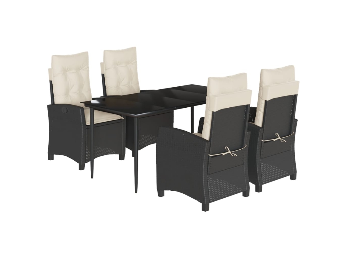 Garden Dining Set, Garden Dining Sets Vidaxl Preto Rattan / Vime (mesa Com 160 Cm De Comprimento)