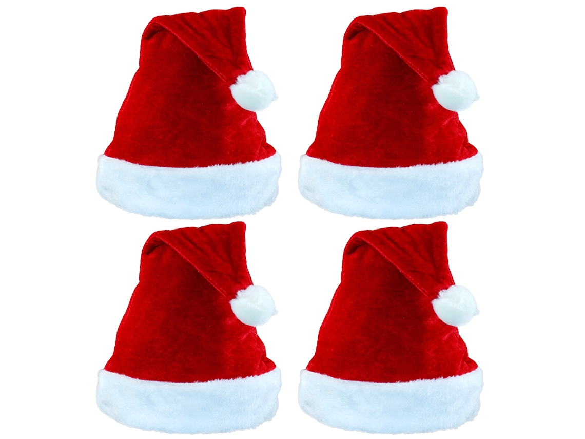 Pack de 4 gorros de Natal para adultos, chapéu de inverno em plush unissexo para festas LAXISCREED