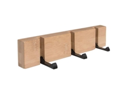 Cabideiro de Parede Madeira, Ganchos com 3 de Metal Dobráveis​​ para Jaquetas, Chapéus, Bolsas, Corredor, Quarto, Banheiro, 30 Cm BRILVIBERA