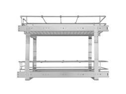 Prateleira Embaixo da Pia de 2 Níveis 431x539x383 Mm Deslizante para Armário Aço Cromado com Prateleiras Capacidade Carga 30 Kg Deslizamento Suave