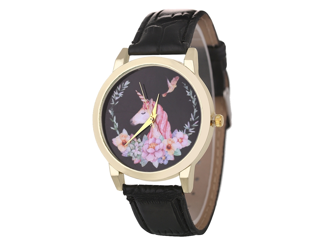 Relógio de Pulso Masculino de Couro Fashionable Simples com Movimento Quartz Preto