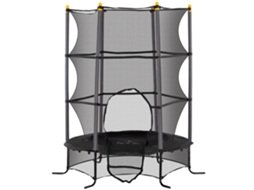 Trampolim Para Crianças Com Rede De Segurança E Estrutura De Aço Para Interiores E Exteriores Carga 50 Kg Ø163x190 Cm Preto