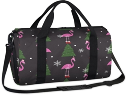 Bolsa Esportiva em Formato de Flamingo Natalino Tecido Poliéste 45x21x5x23cm Estampa Pa Design Du