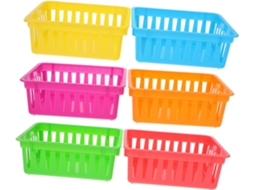 Conjunto De 6 Cestos Plástico Versáteis, De Grande Capacidade, Duráveis E Funcionais Lápis Organizadores Coloridos