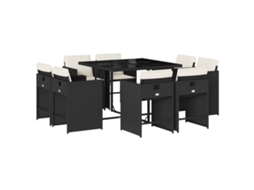 Garden Dining Set, Garden Dining Sets Vidaxl Preto Rattan / Vime (n/a)