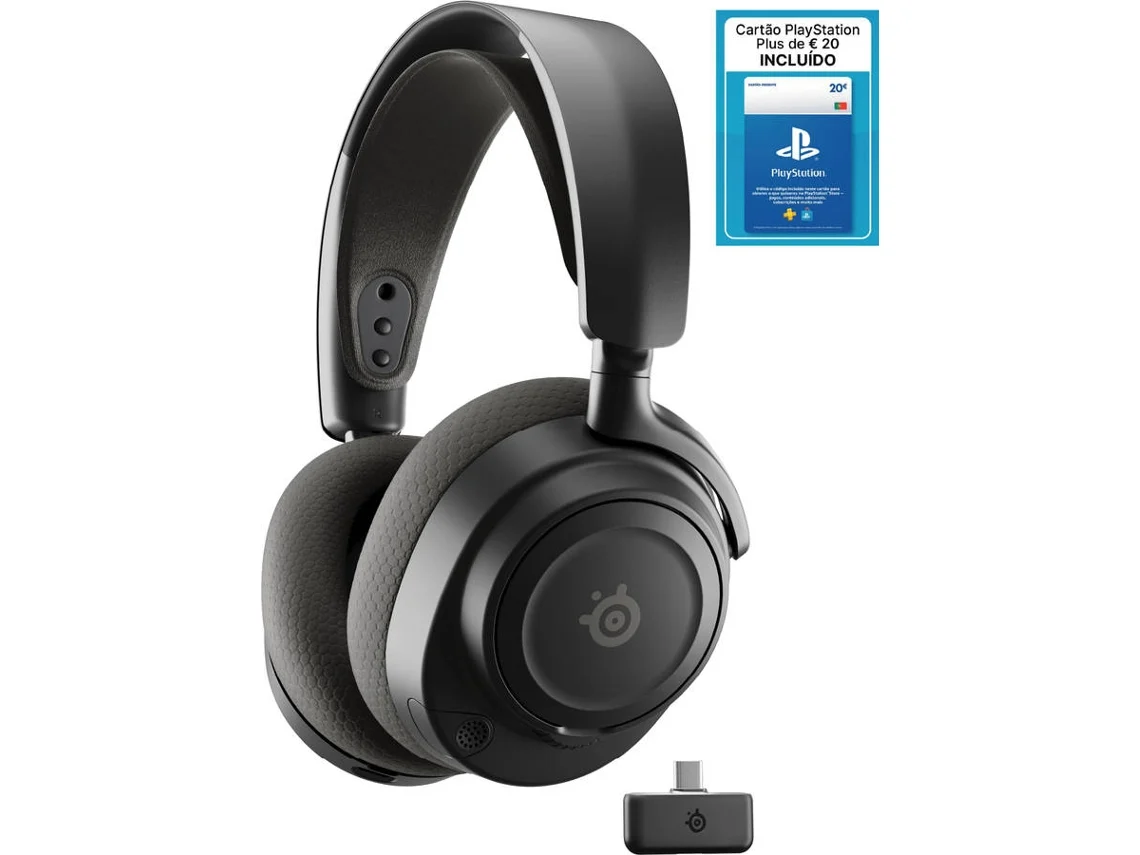 Auscultadores Gaming STEELSERIES Arctis Nova 7 Wireless Gen 2 (Over Ear - Preto) + Oferta Playstation Plus Card