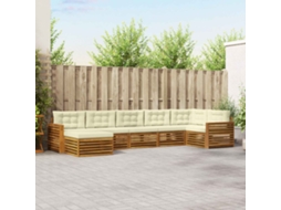 Vidaxl Conjunto De Sofás Para Exterior 7 Pcs Natural E Creme