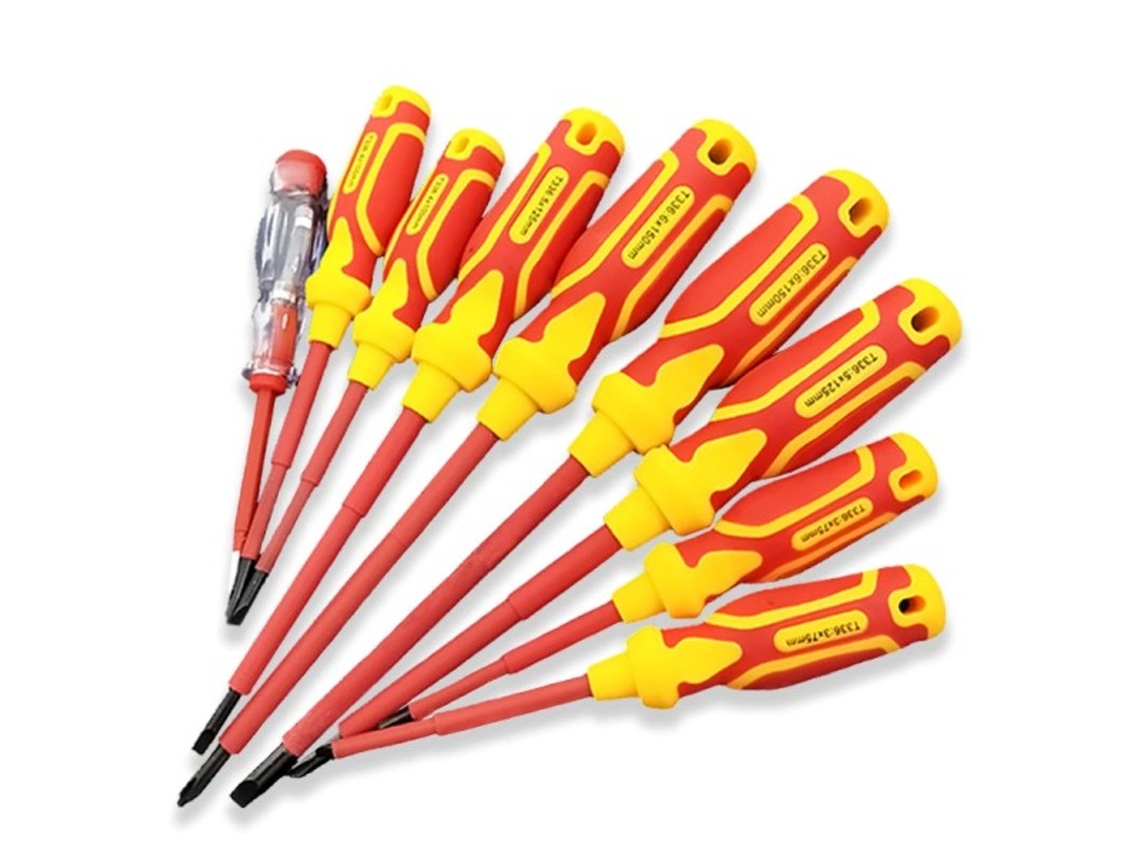 Conjunto De 9 Chaves De Fenda Isoladas De 1000v Com Íman E Pontas Phillips. Aquaforge