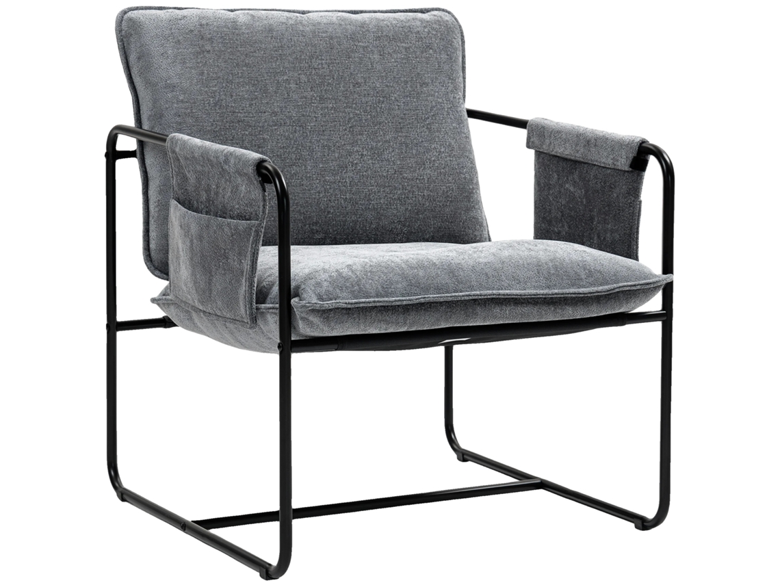 Cadeira De Sala De Estar, Alta Capacidade De Peso, Design Estiloso, Cinza