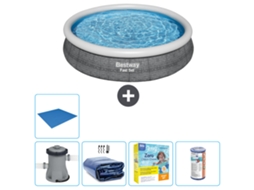 Piscina Inflável Redonda BESTWAY de Conjunto Rápido Estampa de Rattan 366 X 76 Cm Incluindo Bomba Acessórios Cb16