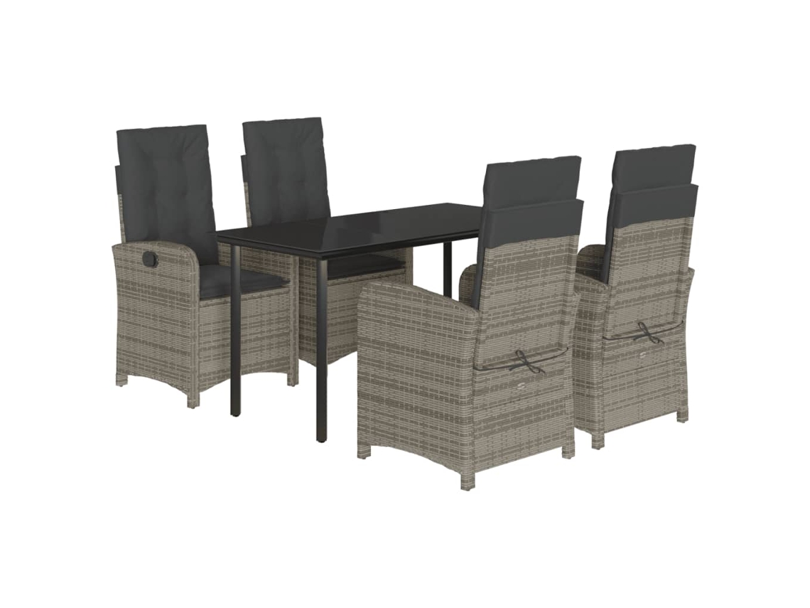 Garden Dining Set, Garden Dining Sets Vidaxl Cinzeto Rattan / Vime (mesa Com 140 Cm De Comprimento)