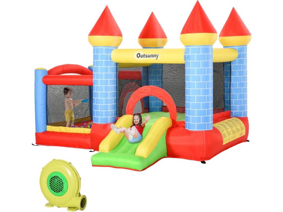 Castelo Inflável Infantil Tecido Oxford, Tecido De Poliéster Cor Multicor 280x260x210 Cm Outsunny