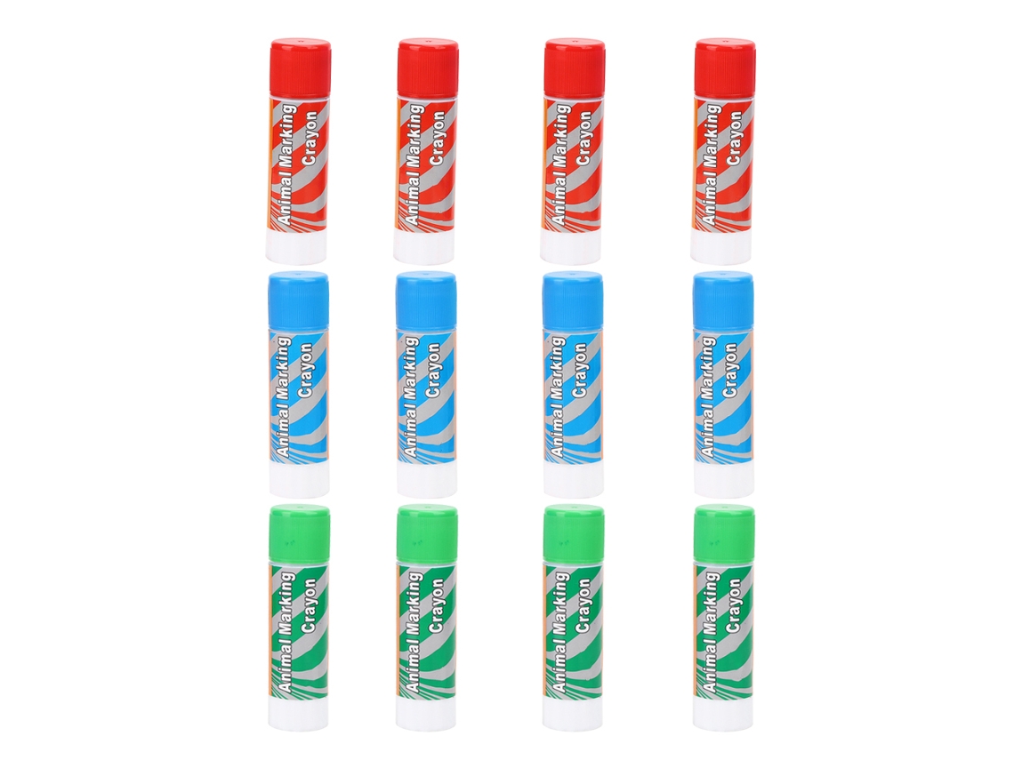 12 Lápis Marcação Gado Grande Vermelho Verde Azul