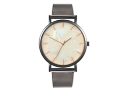 Relógio de pulso de quartzo moderno para casais, com pulseira de malha, nas cores branca e preta.
