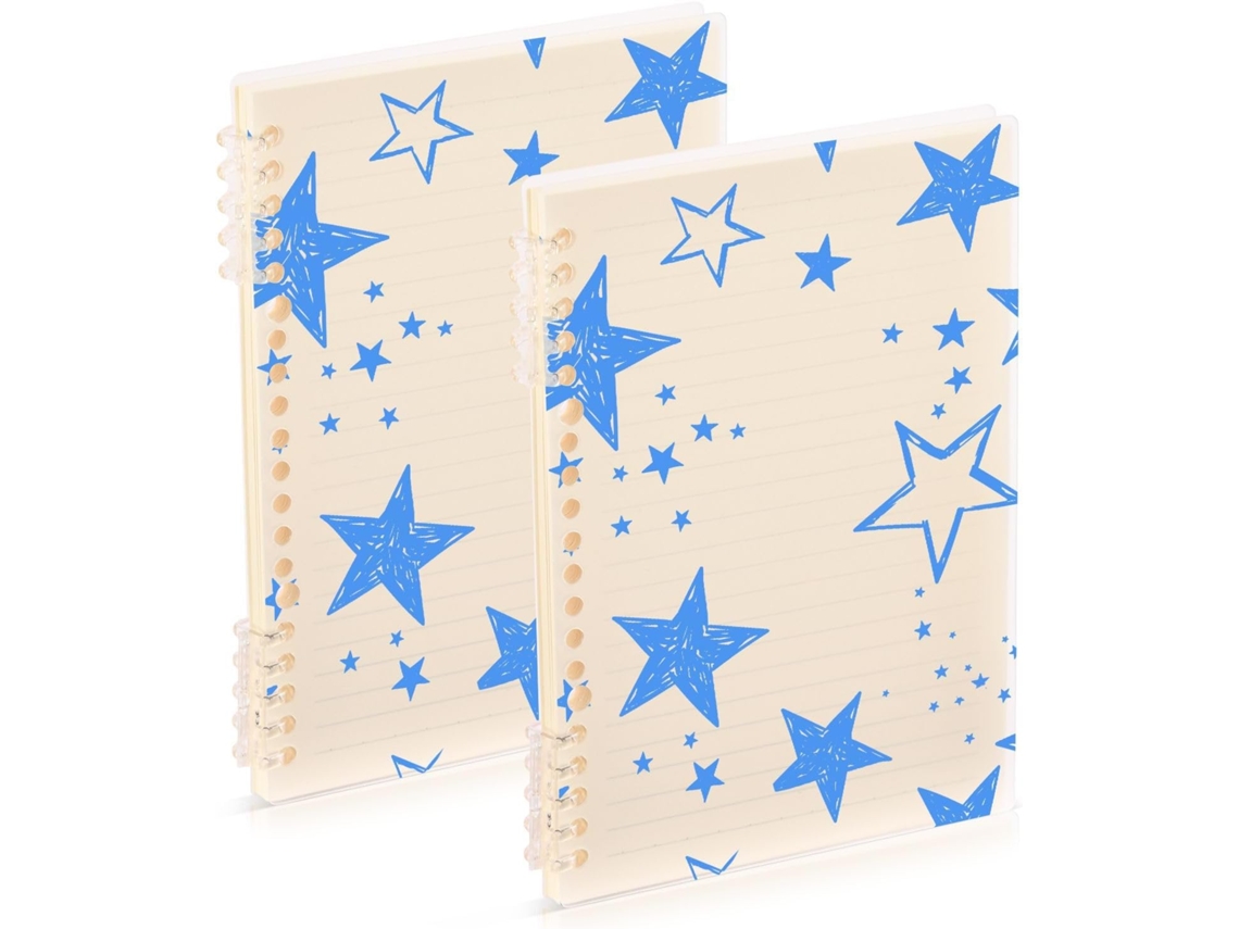 Conjunto de 2 Cadernos Capa Dura Espiral Tamanho A5, Azul Marinho, 21,1 X 14,5 Cm, com Linhas Largas, 60 Folha