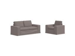 Maison Exclusive - Conjunto De Sofás 2 Unid. Cinzento-acastanhado Tecido