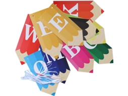 Banner de Letras para Decoração de Sala de Aula Volta Às Classrooms, Tamanho Médio, Em Tons Neutros, Em Papel, Para Pendurar