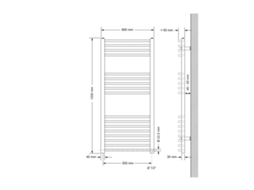 Radiador De Casa De Banho Sahara 600x1200 Mm Branco Curvo Com Ligação Lateral Luxebath