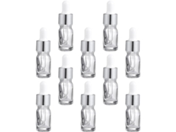 Conjunto de 10 frascos conta-gotas portáteis de vidro branco de 5 ml, fáceis de usar.