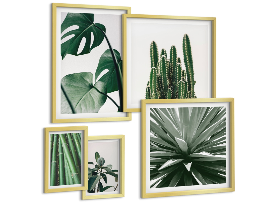 Galeria De Pinturas Murais Estampas De Frutas, Flores Cítricas Moldura Dourada Imagens Para Um Quarto Infantil Espelharte (conjunto De 5 Imagens)
