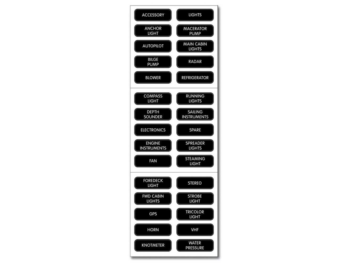 BLUE SEA Dc Panel Basic 30 Label Set