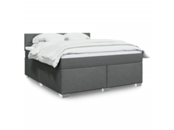 Vidaxl Cama Com Molas/colchão 180x200 Cm Tecido Cinzento-escuro