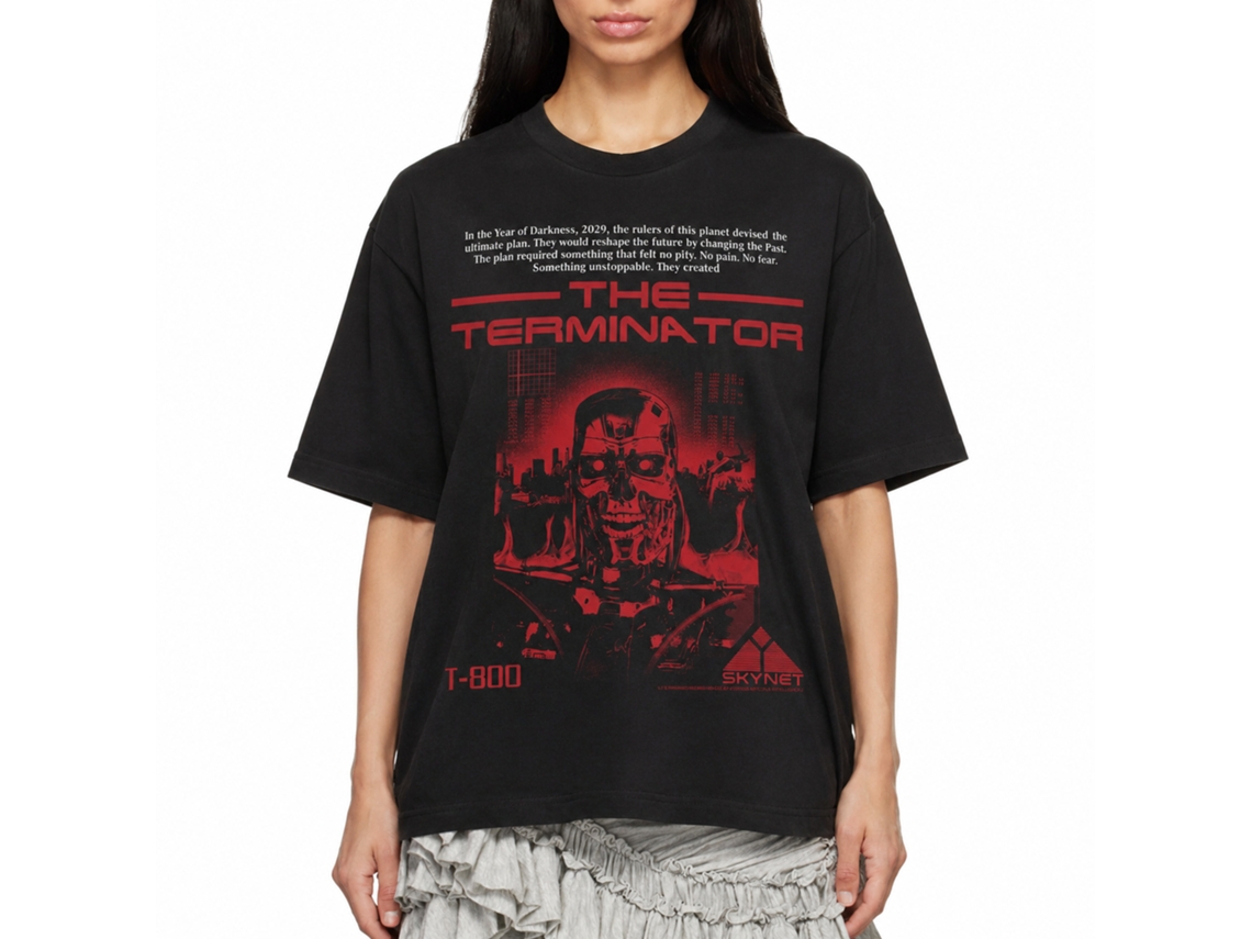Rockinstone Terminator T 800 Without Bottom Text Black T-shirt Size:xxl