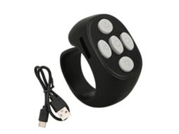 Anillo inteligente Bluetooth 5.3 con control remoto para pasar páginas y TikTok, negro | S/MARCA