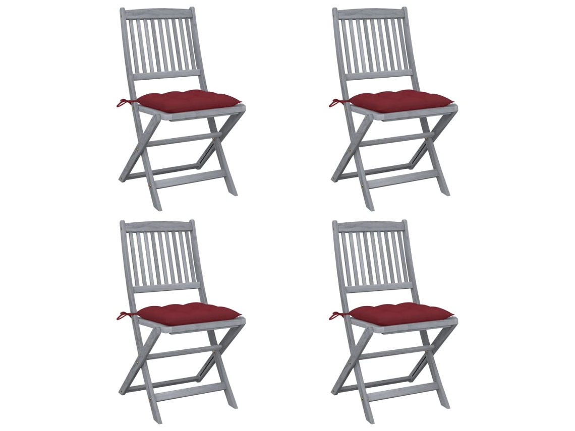 Folding Chair, Folding Chairs Vidaxl Vermelho Madeira De Acácia (n/a)