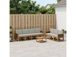Vidaxl Conjunto De Sofás Para Exterior 7 Pcs Natural E Cinzento-claro