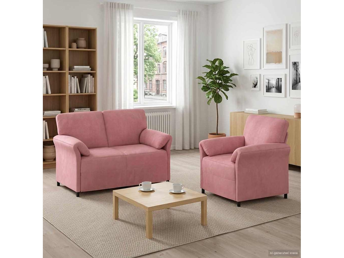 Vidaxl Conjunto De Sofás 2 Unid. Rosa Veludo
