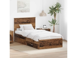 Vidaxl Estrutura Da Cama Com Gaveta Madeira Antiga 100 X 200 Cm