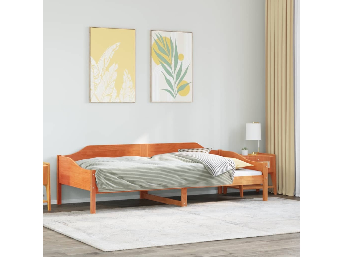 Vidaxl Cama Sem Colchão 80x200 Cm Pinho Maciço Castanho-mel