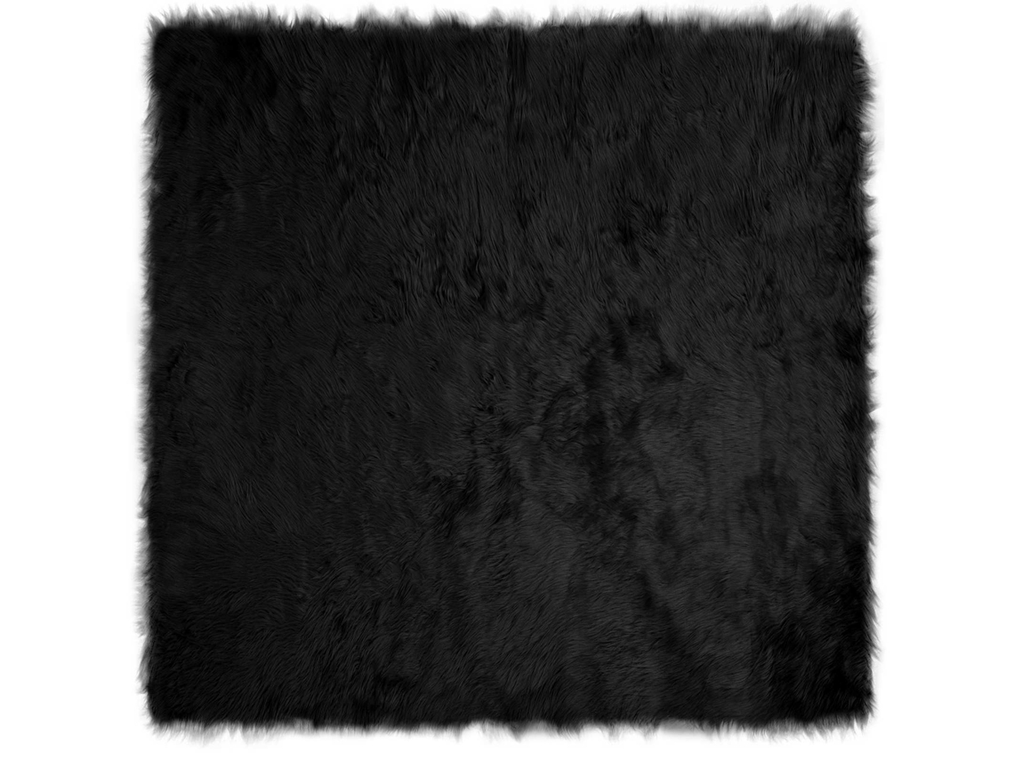 Vidaxl Tapete De De Ovelha Sintética Tafalla Preto 200 X 200 Cm