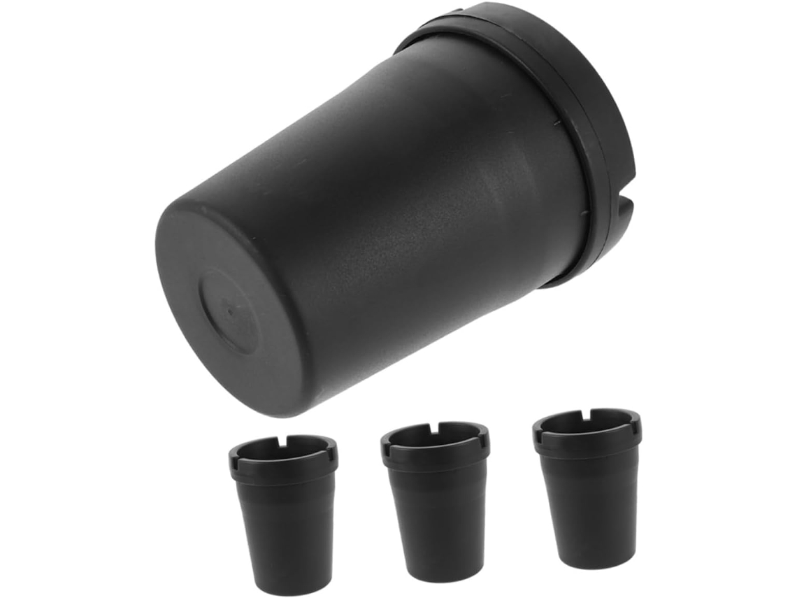 Conjunto Gatuida De 4 Cinzeiros Portáteis De Plástico Preto Para Carro, Removíveis E À Prova De Odores