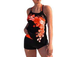 Traje de Banho Feminino Floral Laranja Duas Peças