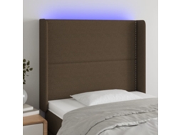 Vidaxl Cabeceira De Cama C/ Luzes Led Tecido 93x16x118/128 Cm Castanho