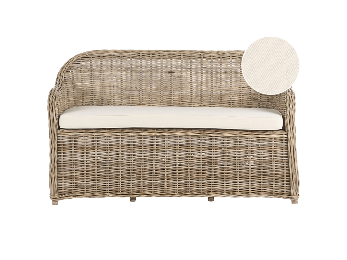 Banco De Jardim Com Almofada Beliani Susua De Rattan Natural 150x69x87