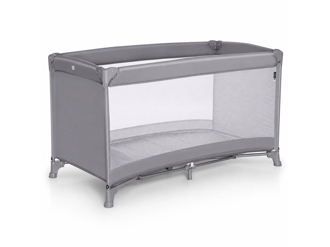 Berço De Viagem Asalvo Creta - 0-3 Anos (0-15 Kg), Dobrável Ultra-rápido, Colchão, 60x120 Cm - Cinzento