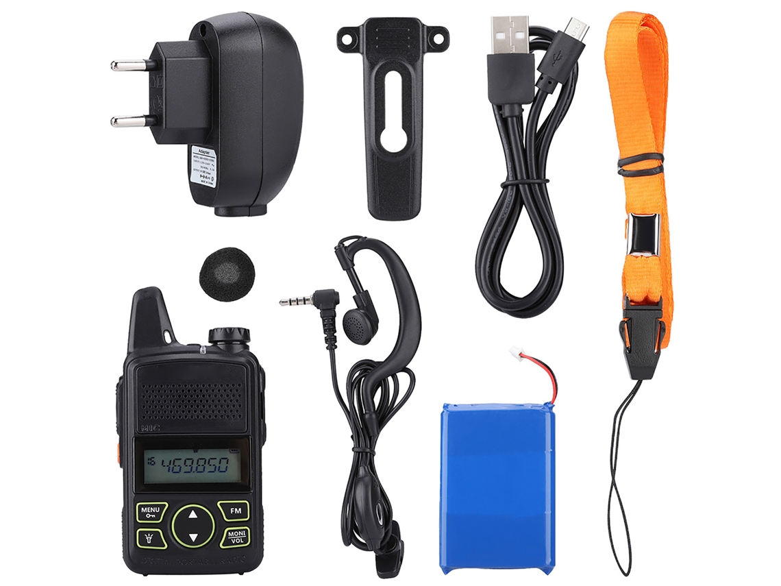 Rádio Mali Walkie Talkie UHF 400‑470MHz para Crianças com Bateria 1500mAh e Lanterna Led