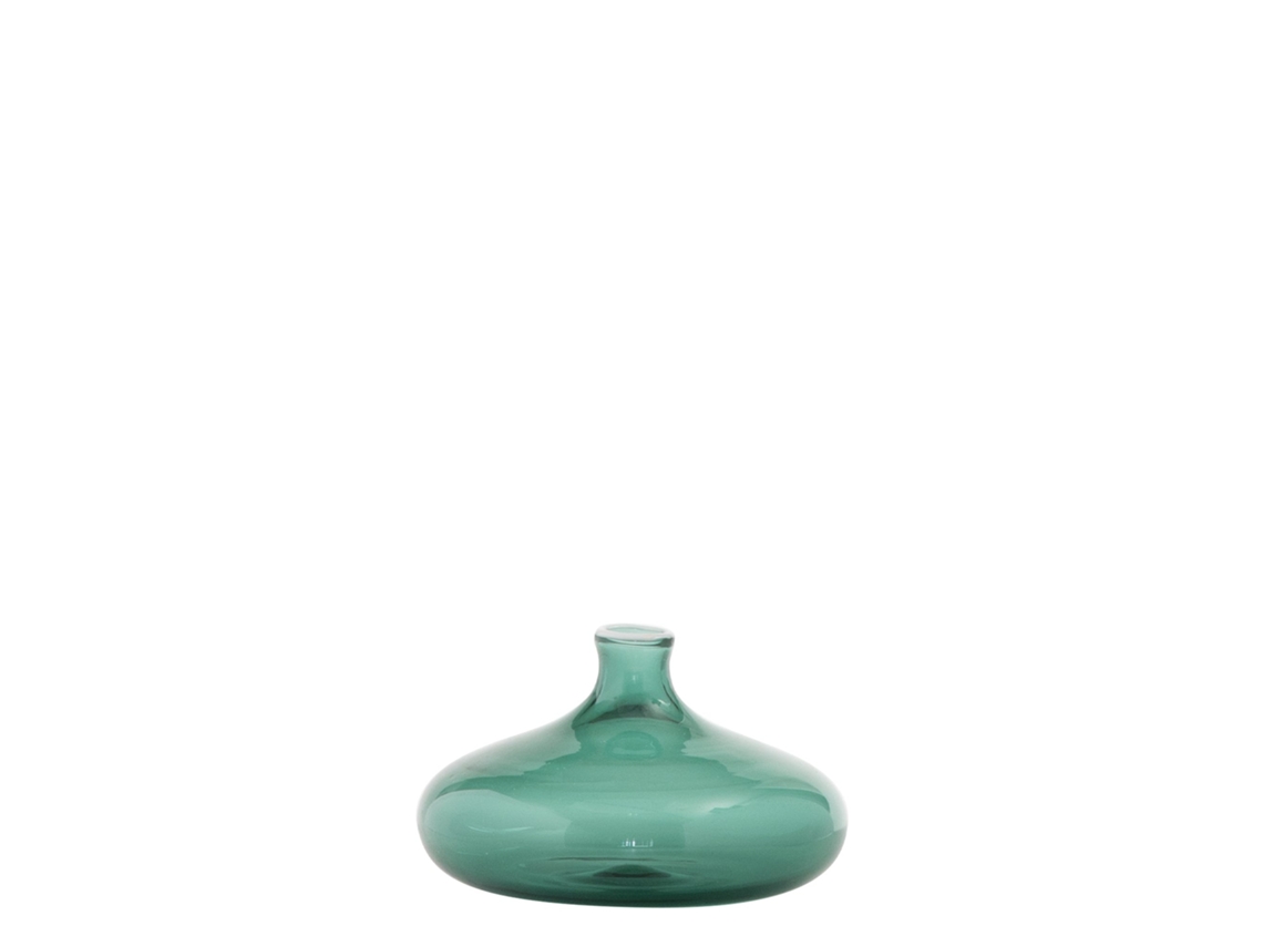 Um Vaso Un Fiore De 19 Cm Em Vidro Borossilicato Soprado À Mão Na Cor Verde-lago, Ideal Para Arranjos Florais Elegantes, Refinados E Sofisticados.