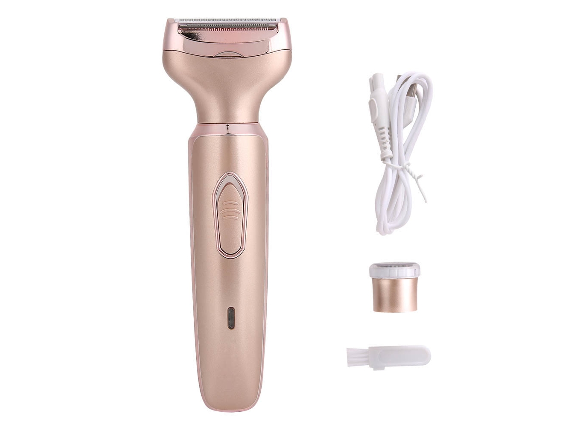 Afeitadora Eléctrica Usb 2 Em 1 Para Mulher Multifuncional Para Depilação Corporal E Zonas Privadas (ouro Rosa)